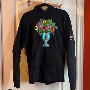 Octobers Very Own flower hooded sweater Large Black
